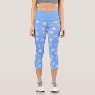 Leggings Capri Coquillages colorés Motif Bleu clair