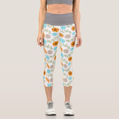 Leggings Capri Coquilles Marines Fleur Orange (Recto)