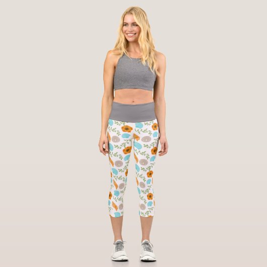 Leggings Capri Coquilles Marines Fleur Orange (Recto)