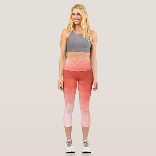 Leggings Capri Corail rose maillage géométrique ombre motif (Recto)