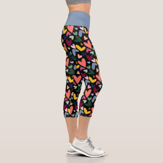 Leggings Capri Coral Orange Mint vert rose bleu Motif de coeur