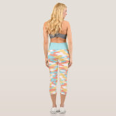 Leggings Capri Coral rouge jaune clair Motif Camouflage bleu clai (Verso)