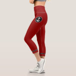 Leggings Capri Corde Ancre nautique rouge noir blanc rayures<br><div class="desc">Les leggings Capri pour femmes avec une ancre et une corde de bateau nautique sur mesure avec des rayures noires et blanches sur le rouge marine élégant ou facilement customiser pour correspondre à votre couleur préférée.</div>