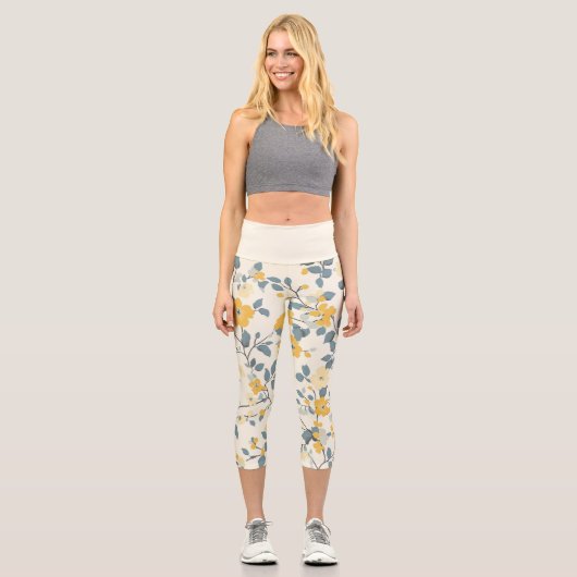 Leggings Capri Cottage jaune Floral (Recto)