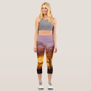 Leggings Capri Coucher de soleil au bord du lac - Yoga