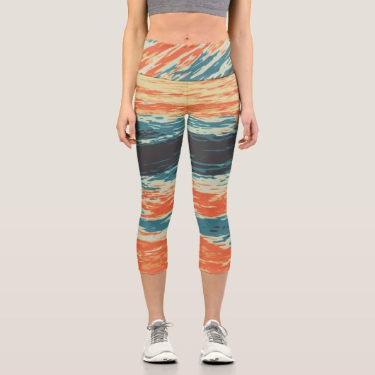 Leggings Capri Coucher de soleil/océan/vague/mer (Recto)
