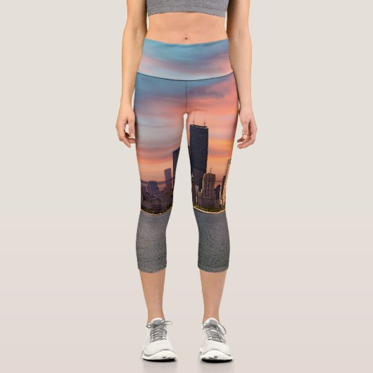 Leggings Capri Coucher de soleil profond Chicago (Recto)