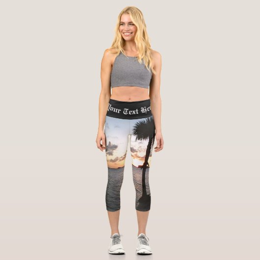 Leggings Capri Coucher De Soleil Sur La Plage (Recto)