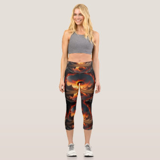 Leggings Capri Coucher du soleil du monde des incendies