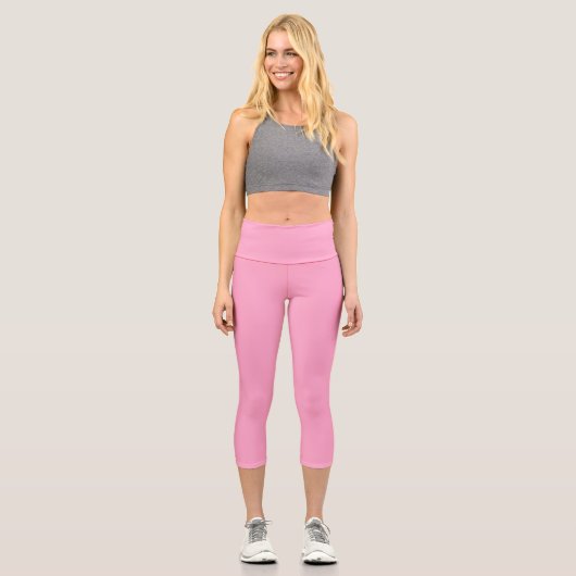 Leggings Capri Couleur carnation rose solide | Classique | Élégan (Recto)