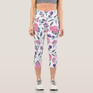 Leggings Capri Couleur d'aquarelle rose pâle