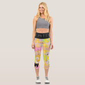 Leggings Capri Couleur pastel jaune personnalisé Nom 5 Lettres CL (Recto)