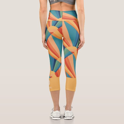 Leggings Capri Couleur Retro Arc en ciel Sunburst Custom Pickleba (Verso)