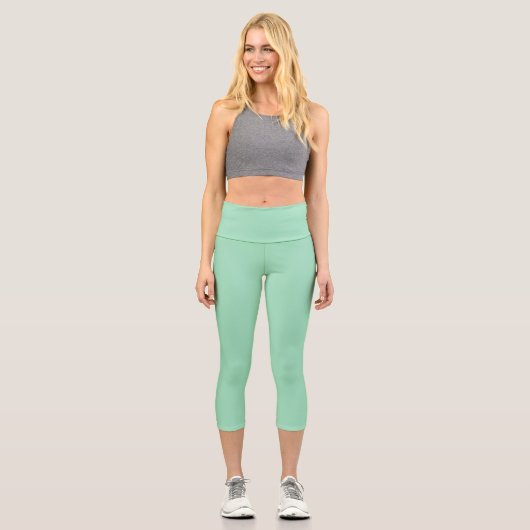 Leggings Capri Couleur solide verte marine (Recto)