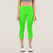 Leggings Capri Couleur solide verte néon (Recto)