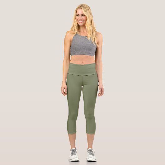 Leggings Capri Couleur solide verte Sage (Recto)