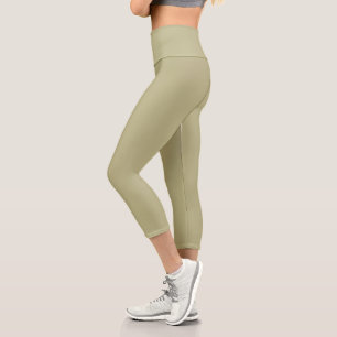 Leggings Capri Couleur solide verte Sage   Classique   Élégant