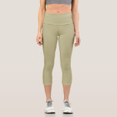 Leggings Capri Couleur solide verte Sage | Classique | Élégant (Recto)