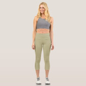 Leggings Capri Couleur solide verte Sage | Classique | Élégant (Recto)