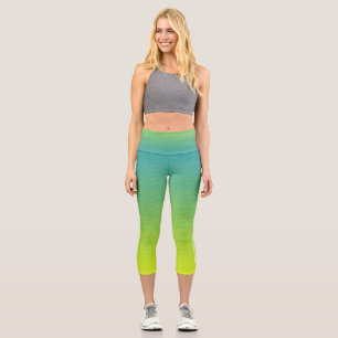 Leggings Capri Couleur Vert Jaunâtre