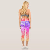 Leggings Capri Couleurs Arc-en-ciel brillantes Marbre Abstrait (Verso)