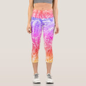 Leggings Capri Couleurs Arc-en-ciel brillantes Marbre Abstrait (Recto)