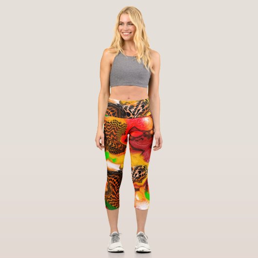 Leggings Capri Couleurs d'automne Abstrait pour la peinture (Recto)