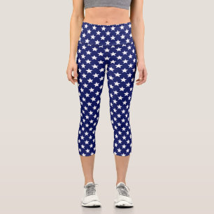Leggings Capri Couleurs DIY Étoiles Blanc Bleu Marine