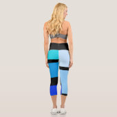 Leggings Capri Couleurs du bloc de couleur bleue Capris haut tail (Verso)