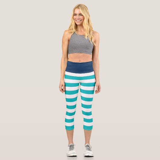 Leggings Capri Couleurs modifiables avec bandes blanches (Recto)