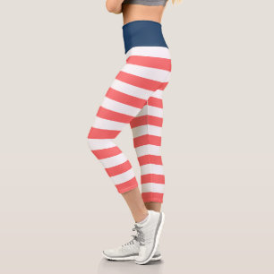 Leggings Capri Couleurs modifiables avec bandes blanches