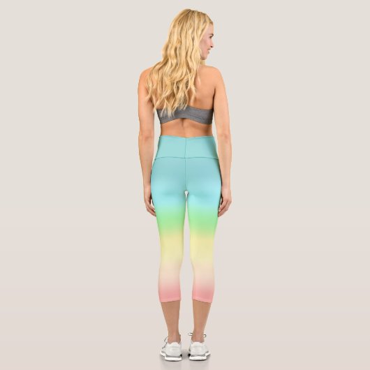 Leggings Capri couleurs pastel turquoise vert jaune rose Abstrait (Verso)