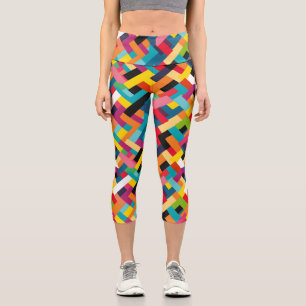 Leggings Capri Couleurs vives Motif en panier
