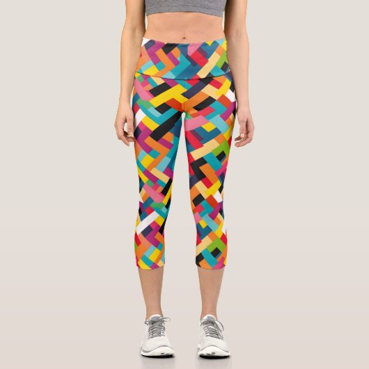 Leggings Capri Couleurs vives Motif en panier (Recto)