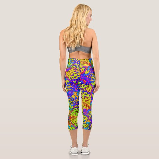 Leggings Capri Couleurs vives - motif papillon abstrait (Verso)