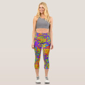 Leggings Capri Couleurs vives - motif papillon abstrait (Recto)
