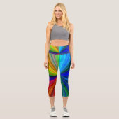 Leggings Capri Couleurs vives rayées arc-en-ciel (Recto)