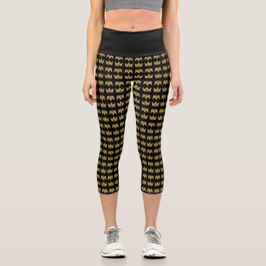 Leggings Capri Couronne de graffiti en or (Recto)