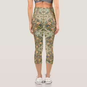 Leggings Capri Couronne de roses de William Morris, art floral vi