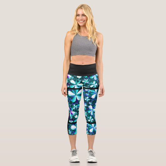 Leggings Capri Cracker Motif bleu violet Turquoise (Recto)