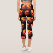Leggings Capri Crâne d'Halloween et Citrouille (Verso)