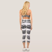Leggings Capri Crânes avec os gothiques et pattes florales (Verso)
