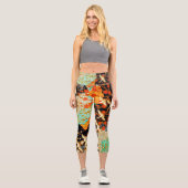 LEGGINGS CAPRI CRANES DE VOL AVEC FLEURS DE PRINTEMPS (Recto)