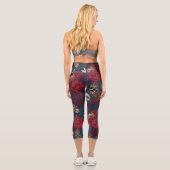Leggings Capri Crânes et fleurs (Verso)