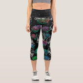 Leggings Capri Crânes et Roses sombres | Funky Glam Ombre Grunge (Recto)