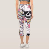 Leggings Capri Crânes Lily Fleurs : Boho Vintage. (Verso)
