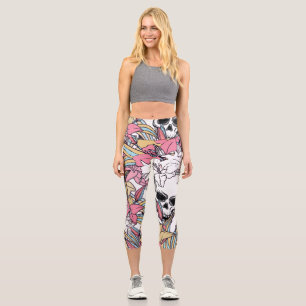 Leggings Capri Crânes Lily Fleurs : Boho Vintage.