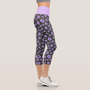 Leggings Capri Crânes pourpres et séries de tournesols 11