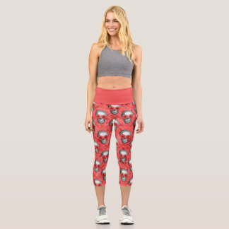 Leggings Capri Crânes rouges et séries tournesol 13