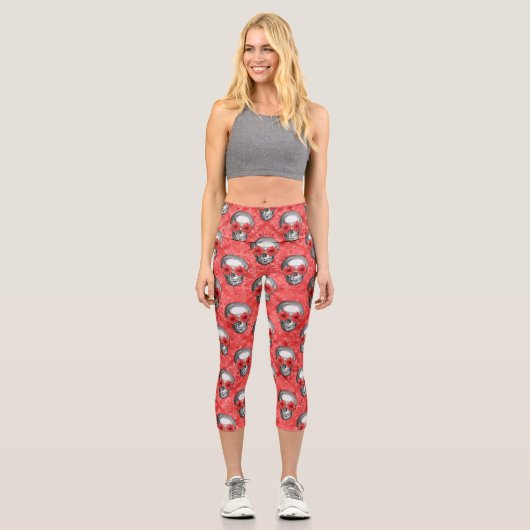 Leggings Capri Crânes rouges et séries tournesol 13 (Recto)